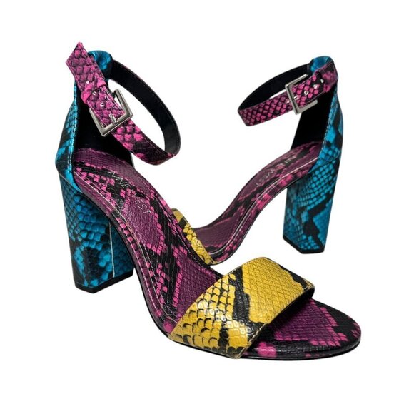 Nine West Rainbow Snake Print Leather Block Heeled Sandals NEW Size 6 - Picture 2 of 5